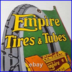 Vintage Empire Tires & Tubes Sign Porcelain Gas Pump Station Sign