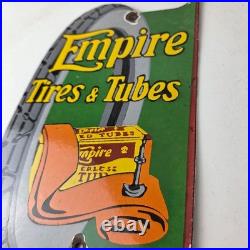 Vintage Empire Tires & Tubes Sign Porcelain Gas Pump Station Sign