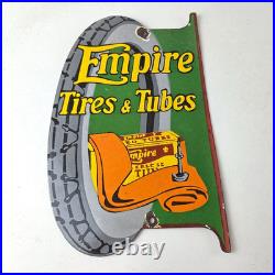 Vintage Empire Tires & Tubes Sign Porcelain Gas Pump Station Sign