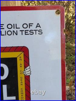 Vintage En-ar-co National Motor Oil 16x 12 Porcelain Sign Great Condition