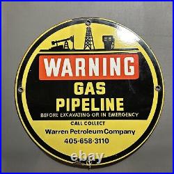 Vintage Enameled Warren Petroleum Gas Pipeline Sign 12