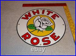 Vintage Enarco White Rose Gasoline 11 3/4 Porcelain Metal Canada Gas & Oil Sign