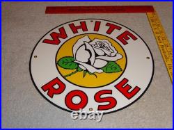 Vintage Enarco White Rose Gasoline 11 3/4 Porcelain Metal Canada Gas & Oil Sign