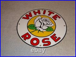 Vintage Enarco White Rose Gasoline 11 3/4 Porcelain Metal Canada Gas & Oil Sign