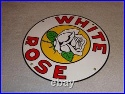 Vintage Enarco White Rose Gasoline 11 3/4 Porcelain Metal Canada Gas & Oil Sign