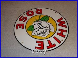 Vintage Enarco White Rose Gasoline 11 3/4 Porcelain Metal Canada Gas & Oil Sign