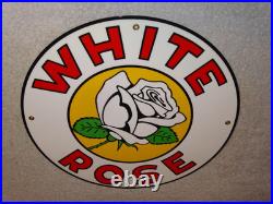 Vintage Enarco White Rose Gasoline 11 3/4 Porcelain Metal Canada Gas & Oil Sign