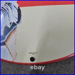 Vintage Enjoy Crush Old Us Gasoline Oil Gas Pump Enamel Porcelain Sign