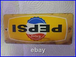 Vintage Enjoy Pepsi Heavy Porcelain Sign Bottles Beverage Drink Cola Gas Sign