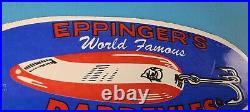 Vintage Eppinger's Dardevles Sign Fishing Lures Porcelain Gas Pump Sign