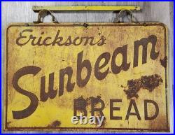 Vintage Erickson's Sunbeam Bread Bakery Store Sign Double Sided Metal 30 X 20