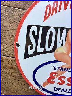 Vintage Esso Gasoline Heavy Porcelain Gas & Oil Sign 12