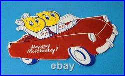 Vintage Esso Gasoline Oil Drop Boy Girl Porcelain Gas Automobile Car Sign