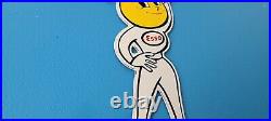 Vintage Esso Gasoline Porcelain 8 Oil Drop Girl Service Station Pump Plate Sign