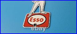 Vintage Esso Gasoline Porcelain 8 Oil Drop Girl Service Station Pump Plate Sign