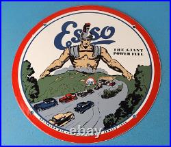 Vintage Esso Gasoline Porcelain Enamel Gas Oil Service Station Pump Plate Sign