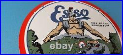 Vintage Esso Gasoline Porcelain Enamel Gas Oil Service Station Pump Plate Sign