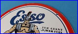 Vintage Esso Gasoline Porcelain Enamel Gas Oil Service Station Pump Plate Sign