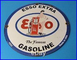 Vintage Esso Gasoline Porcelain Gas Oil Extra Service Station Pump Plate Sign