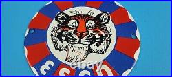 Vintage Esso Gasoline Porcelain Gas Oil Tiger Service Station Pump Plate 6 Sign