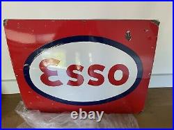 Vintage Esso Gasoline Porcelain Gas Service Station Sign