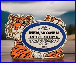 Vintage Esso Gasoline Porcelain Sign 1959 Restroom Key Gas Station Attendant Key
