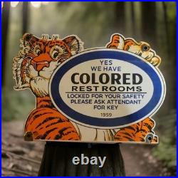 Vintage Esso Gasoline Porcelain Sign 1959 Restroom Key Gas Station Attendant Key
