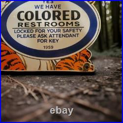 Vintage Esso Gasoline Porcelain Sign 1959 Restroom Key Gas Station Attendant Key