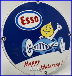 Vintage Esso Gasoline Porcelain Sign Gas Oil Pump Plate Oil Service Station