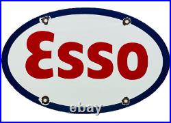 Vintage Esso Gasoline Porcelain Sign Gas Station Pump Plate Motor Oil Service Vintage Esso Gasoline Porcelain Sign Gas Station Pump Plate Motor Oil Service