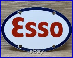 Vintage Esso Gasoline Porcelain Sign Gas Station Pump Plate Motor Oil Service Vintage Esso Gasoline Porcelain Sign Gas Station Pump Plate Motor Oil Service