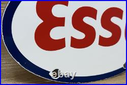 Vintage Esso Gasoline Porcelain Sign Gas Station Pump Plate Motor Oil Service Vintage Esso Gasoline Porcelain Sign Gas Station Pump Plate Motor Oil Service