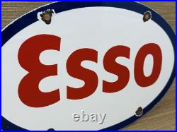 Vintage Esso Gasoline Porcelain Sign Gas Station Pump Plate Motor Oil Service Vintage Esso Gasoline Porcelain Sign Gas Station Pump Plate Motor Oil Service