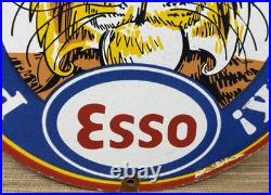 Vintage Esso Gasoline Porcelain Sign Gas Station Pump Plate Motor Oil Service