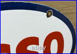 Vintage Esso Gasoline Porcelain Sign Gas Station Pump Plate Motor Oil Service Vintage Esso Gasoline Porcelain Sign Gas Station Pump Plate Motor Oil Service