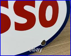 Vintage Esso Gasoline Porcelain Sign Gas Station Pump Plate Motor Oil Service Vintage Esso Gasoline Porcelain Sign Gas Station Pump Plate Motor Oil Service