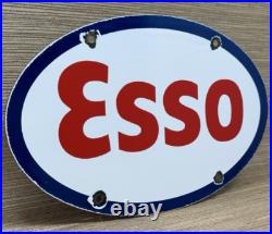 Vintage Esso Gasoline Porcelain Sign Gas Station Pump Plate Motor Oil Service Vintage Esso Gasoline Porcelain Sign Gas Station Pump Plate Motor Oil Service