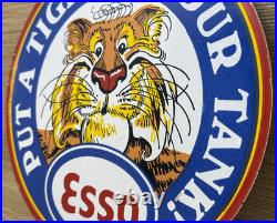 Vintage Esso Gasoline Porcelain Sign Gas Station Pump Plate Motor Oil Service
