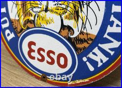 Vintage Esso Gasoline Porcelain Sign Gas Station Pump Plate Motor Oil Service