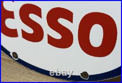 Vintage Esso Gasoline Porcelain Sign Gas Station Pump Plate Motor Oil Service Vintage Esso Gasoline Porcelain Sign Gas Station Pump Plate Motor Oil Service