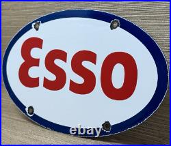 Vintage Esso Gasoline Porcelain Sign Gas Station Pump Plate Motor Oil Service Vintage Esso Gasoline Porcelain Sign Gas Station Pump Plate Motor Oil Service