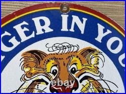 Vintage Esso Gasoline Porcelain Sign Put A Tiger In Your Tank Gas Oil Pump Plate