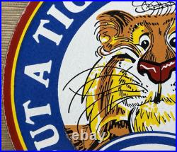 Vintage Esso Gasoline Porcelain Sign Put A Tiger In Your Tank Gas Oil Pump Plate