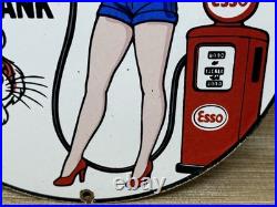 Vintage Esso Gasoline Porcelain Sign Put A Tiger In Your Tank Gas Oil Pump Plate Vintage Esso Gasoline Porcelain Sign Put A Tiger In Your Tank Gas Oil Pump Plate