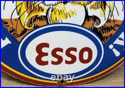 Vintage Esso Gasoline Porcelain Sign Put A Tiger In Your Tank Gas Oil Pump Plate