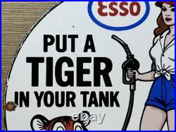 Vintage Esso Gasoline Porcelain Sign Put A Tiger In Your Tank Gas Oil Pump Plate Vintage Esso Gasoline Porcelain Sign Put A Tiger In Your Tank Gas Oil Pump Plate