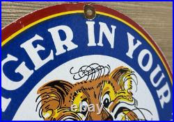 Vintage Esso Gasoline Porcelain Sign Put A Tiger In Your Tank Gas Oil Pump Plate
