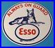 Vintage-Esso-Gasoline-Sign-Guard-Dog-Shepard-Gas-Service-Porcelain-Sign-01-rnjh