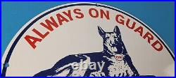 Vintage Esso Gasoline Sign Guard Dog Shepard Gas Service Porcelain Sign