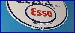 Vintage Esso Gasoline Sign Guard Dog Shepard Gas Service Porcelain Sign